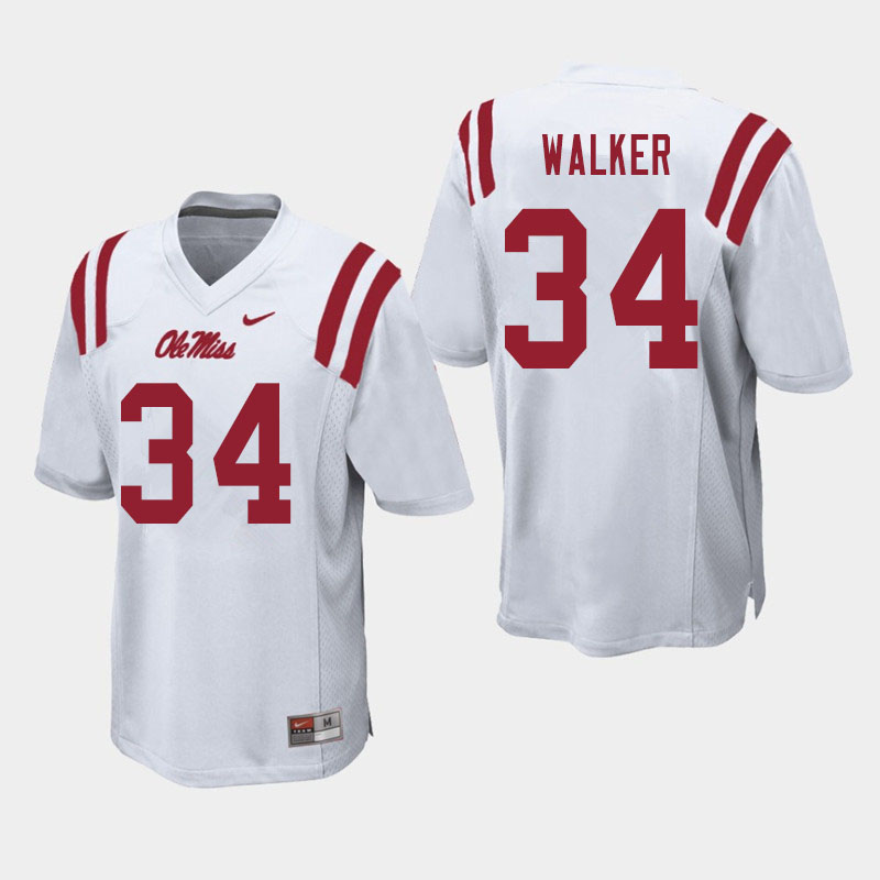 Jakwaize Walker Ole Miss Rebels NCAA Men's White #34 Stitched Limited College Football Jersey XQM8858TF